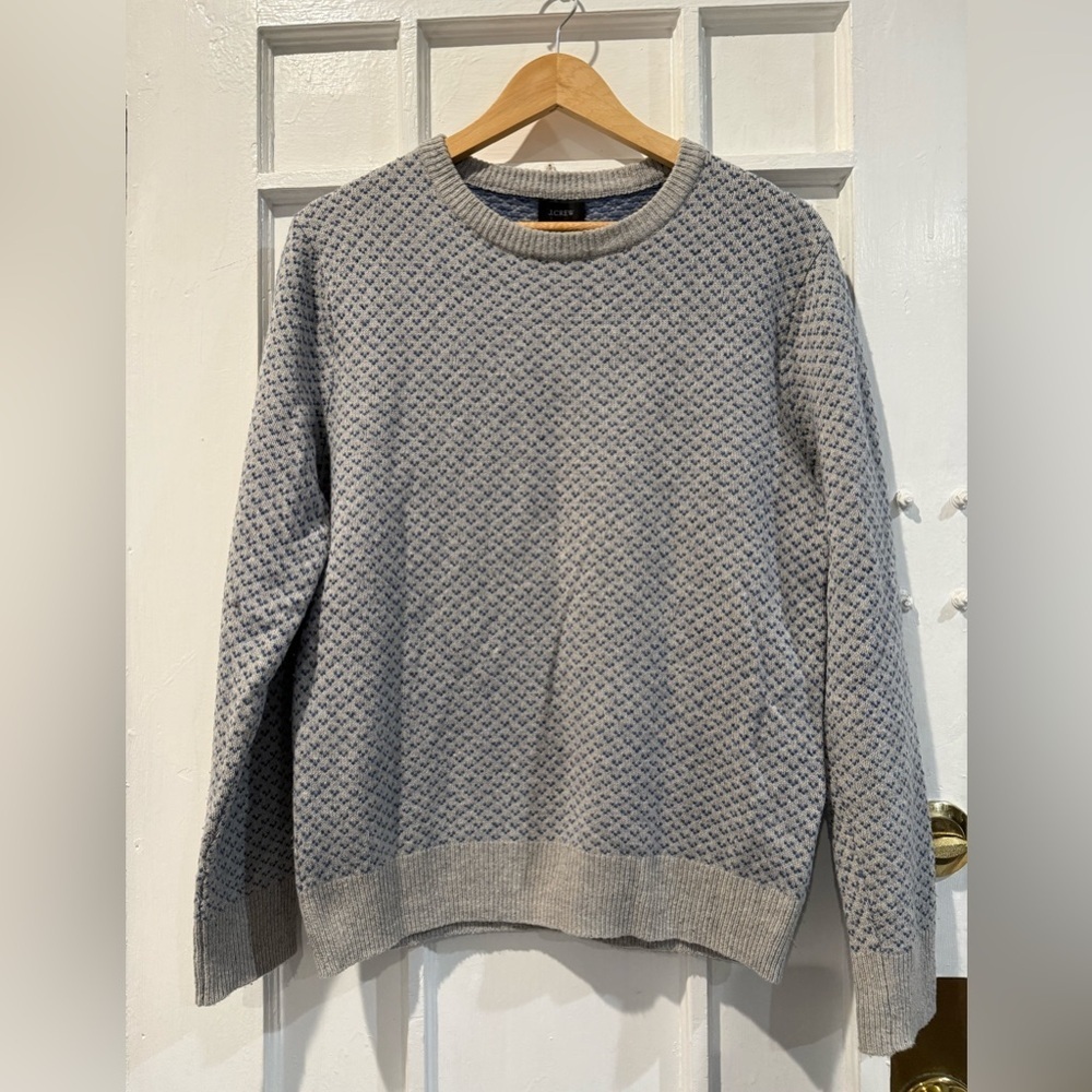 J. Crew Men's Textured Gray Crewneck Sweater